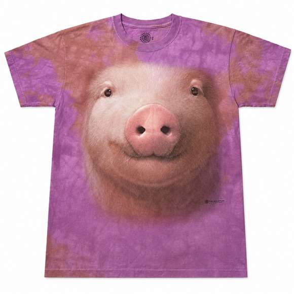 The Mountain Other - The Mountain 2011 Pig Face Tie Dye T-Shirt Purple Graphic Animal Tee Mens Medium